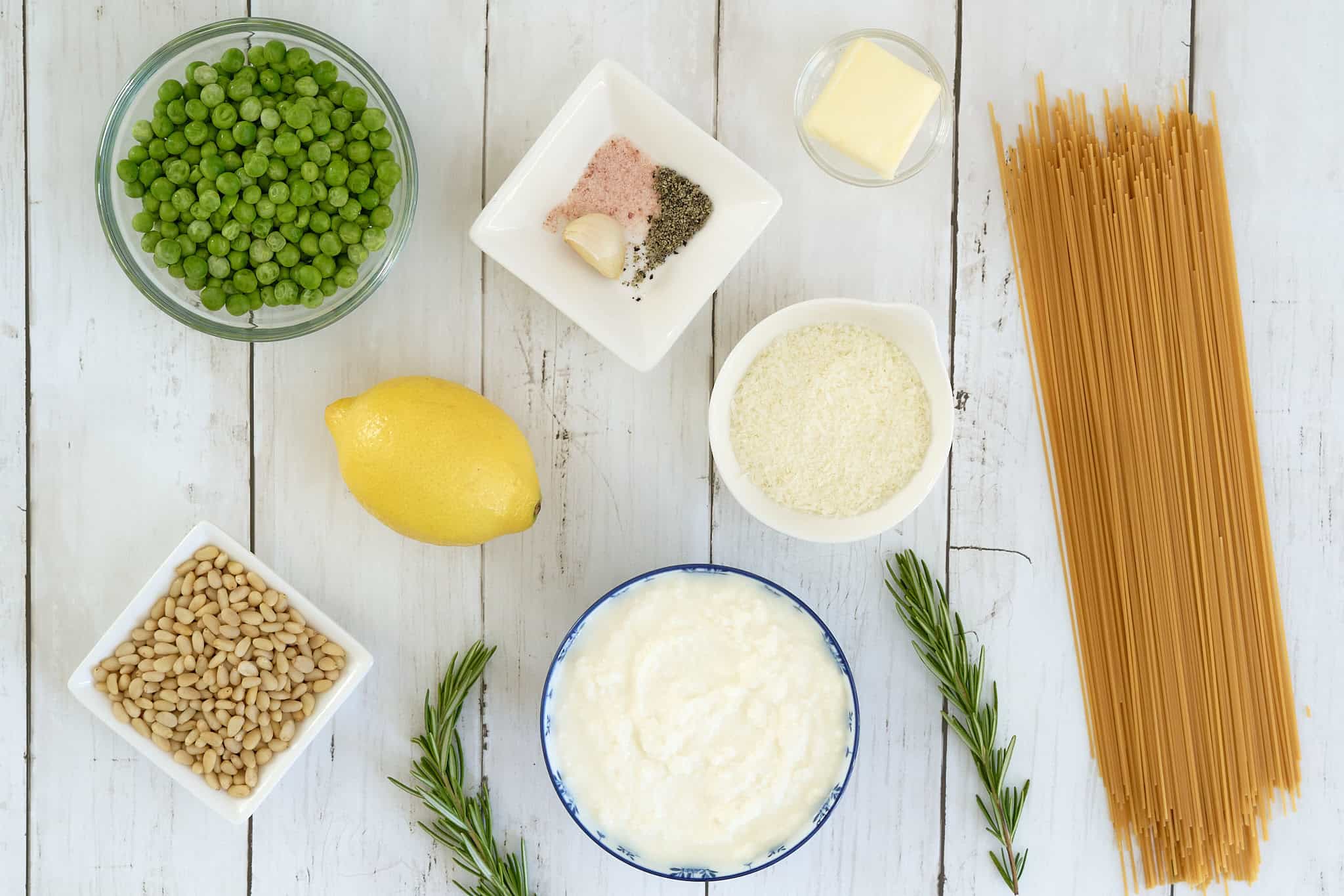 Vegan lemon ricotta pasta ingredients